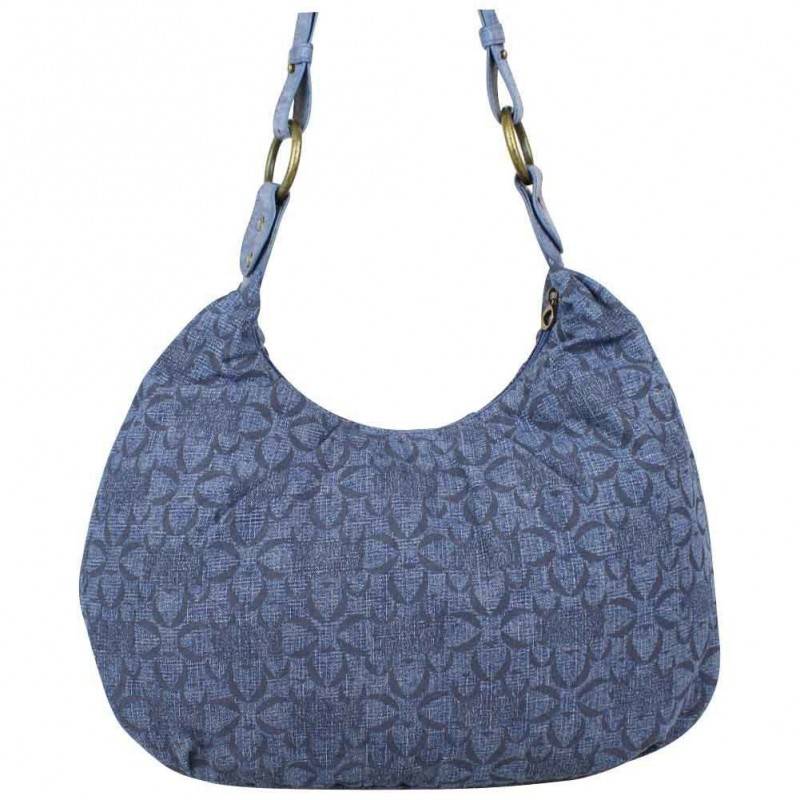 Sac Demi Lune Morgan Toile Motif Imprim Bleu