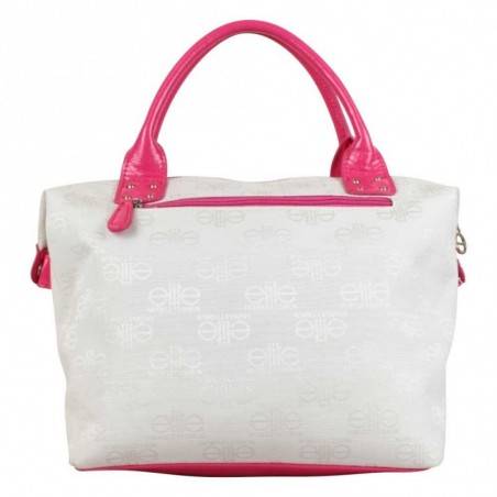 Sac à main Elite toile motif imprimé blanc et verni rose ELITE - 5