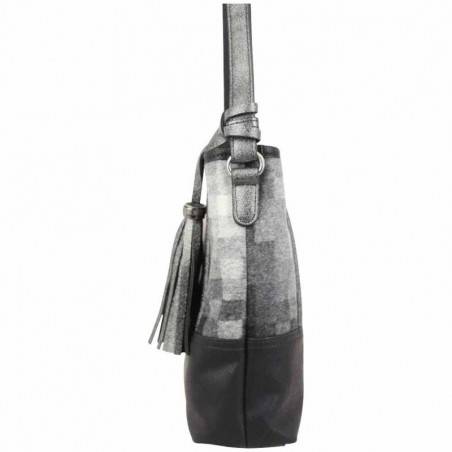 Sac bandoulière Patrick Blanc motif noir gris PATRICK BLANC - 3